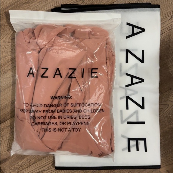 Azazie Hallie Champagne Rose Mermaid Long Sleeve Chiffon Dress - Picture 4 of 4